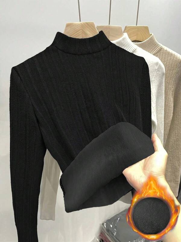 INAWLY Thermal Lined Warm & Slimming Women's Long Sleeve T-Shirt