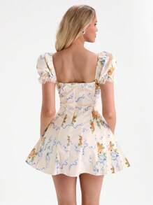 Glamine Women's Romantic Date Sexy Princess Style Floral Printed Tulle Dress Women Summer Clothing Woman S Summer Clothes Women Short Dresses Summer Women S Clothes Women Summer Sets Butter Yellow