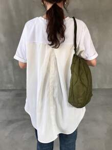 FRIFUL 女士休闲撞色拼接蝙蝠袖 T 恤，夏季 - 白色 - 查看 3