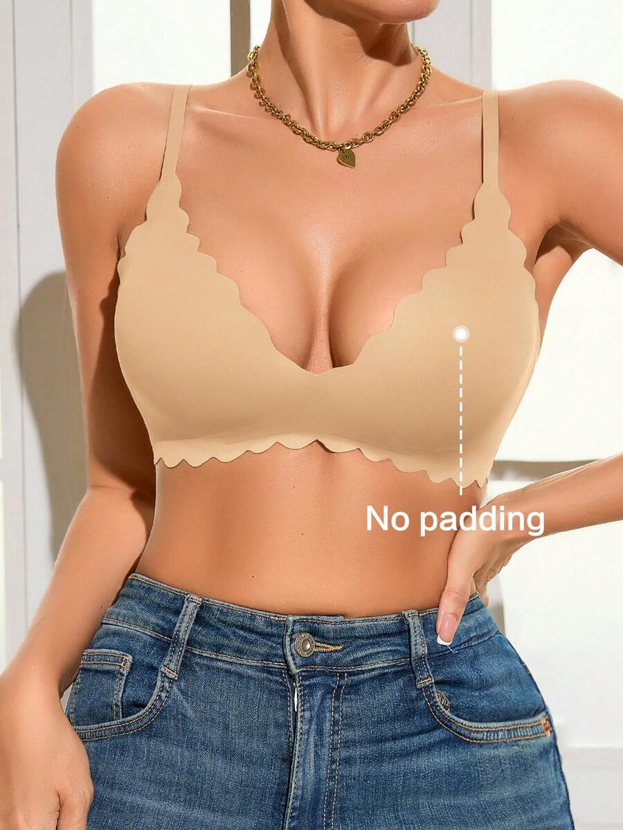 1 chiếc áo ngực liền mạch đơn giản thoải mái thường ngày dành cho phụ nữ Áo bikini màu đen Áo gợi cảm dành cho phụ nữ Áo gợi cảm dành cho phụ nữ - Màu be - Xem 1