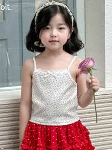 Dazy Kids Young Girls Ditsy Floral Knitted Top, Young Girl Autumn Clothing - White - View 5