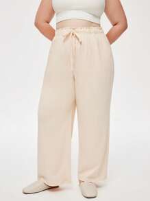 LUVLETTE 秋冬季女装加大码米色柔软100%纯棉睡裤家居服内衣外穿透气睡裤秋季睡衣 - 杏色 - 查看 7