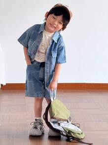 SHEIN 男童牛仔两件套服装