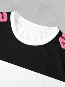 INAWLY 街头酷炫数码豹纹拼色运动大码女款T恤 - 白色 - 查看 3