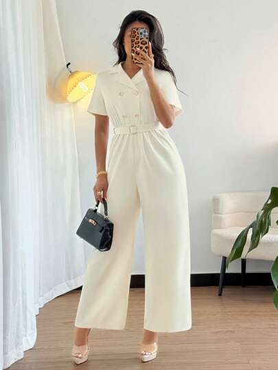 Chiquease Summer New Fashion, Foreign Style, High-End Sense Of Thinness, Suit Collar Women's Jumpsuit, Women's Elegant Jumpsuit, Summer Women's Jumpsuit