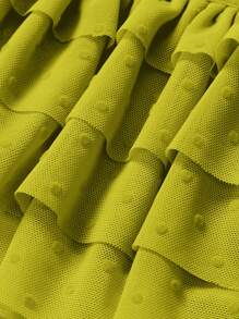 TryMe Dot Mesh Ruffle Tube Top Bandeau Bra - Mustard Yellow - View 2