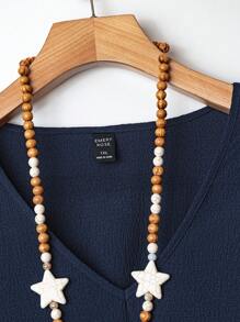 EMERY ROSE Camisa casual de verano de unicolor con cuello en V y bajo con volantes, para tallas grandes, verano