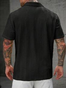 Manfinity RSRT Men's Casual Summer 3-Color Pleated Short Sleeve Shirt - Black - View 2