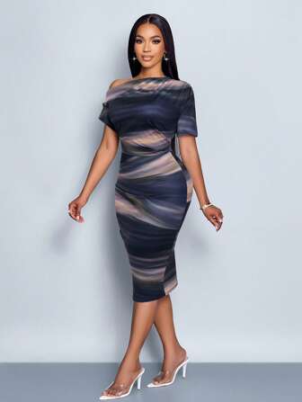 SOLERSUN Vår- och sommar Elegant pendlingsklänning i retrostil, sexig, vintage-stil, avslappnad, ärmlös V-ringad klänning, lämplig för alla hjärtans dag, bröllop, fest, helgdag, musikfestival, sneda axlar, samlad midja, smal passform, högt midje-höftförhållande, kortärmad, midilängd, blommönster