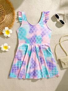Tween Girls One-Piece Swimsuit, Digital Printing Cute Playful Design, Suitable For Swimming, Beach, Holiday Party