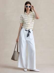 Briarwyn 女式线条印花短袖衬衫 Old Money 风格女式返校服饰 - 彩色 - 查看 4