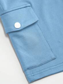 EMERY ROSE Plus Size High Waist Workout Shorts With Tummy Control And Butt Lift, Pocket Cargo Running Shorts - Blue - View 5