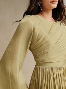 Anewsta Vestido de mujer de manga larga, elegante y versátil para ir al trabajo, primavera y otoño - Mostaza Amarilla - Ver 7