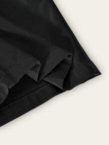 Explorewe 2件套青少年女孩简约条纹背心和休闲宽松裤套装 - 黑色 - 查看 5