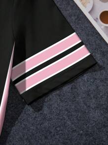Estilo de gran , vestido slim de mujer con contraste blanco y negro de estilo clásico y sencillo con logo de caballero, adecuado para compras diarias, citas y viajes, elegante y estilizador para primavera y verano - Blanco - Ver 6