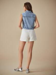 Selenza Women's Single-Breasted Casual Versatile Denim Vest
