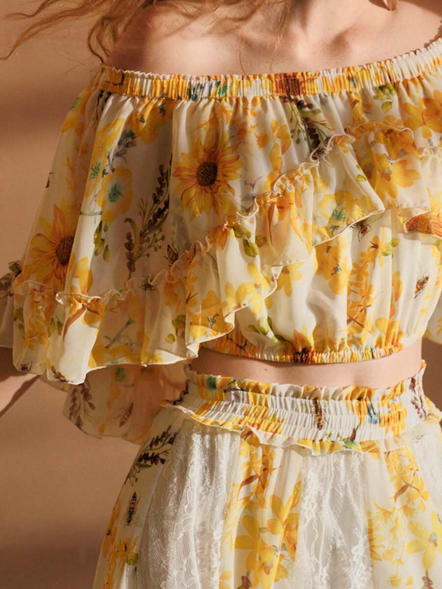 MOTF PREMIUM FLORAL PRINT RUFFLE BLOUSE - Multicolor - View 2