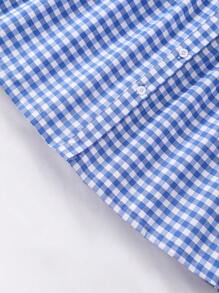 1pc Colorful Floral 3D Decor Gingham Fabric Dress, Sweet And Cute - Blue - View 11