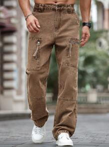 Manfinity Homme 男士纯色口袋休闲百搭街头风格牛仔裤