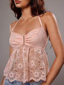 TRNVIE Damen Spaghettiträger Camisole mit Spitze, Resort-Stil, Frühling/Sommer