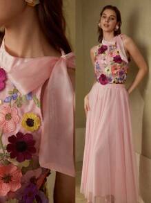 MOTF PREMIUM ÁO BA LỒI THÊU HOA - Hồng - Xem 1