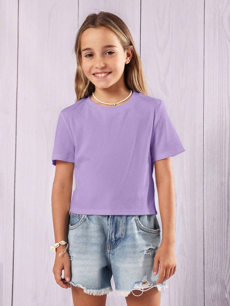 Ribbed Baby Tee Short Sleeve Crop T-Shirt