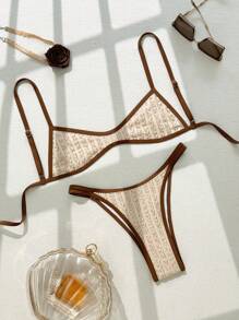 Swim Vcay Bộ đồ bơi bikini gợi cảm dây mảnh mùa hè Swim Mod dành cho nữ, đồ bơi bó sát thường ngày vải kết cấu tương phản 2 mảnh - Nhiều màu - Xem 4