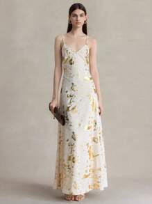 Briarwyn 女式闪光印花性感露背细肩带迷你连衣裙 女式约会夜场装 女式复古风度假装 女式俱乐部装 女式性感 - 金色 - 查看 2