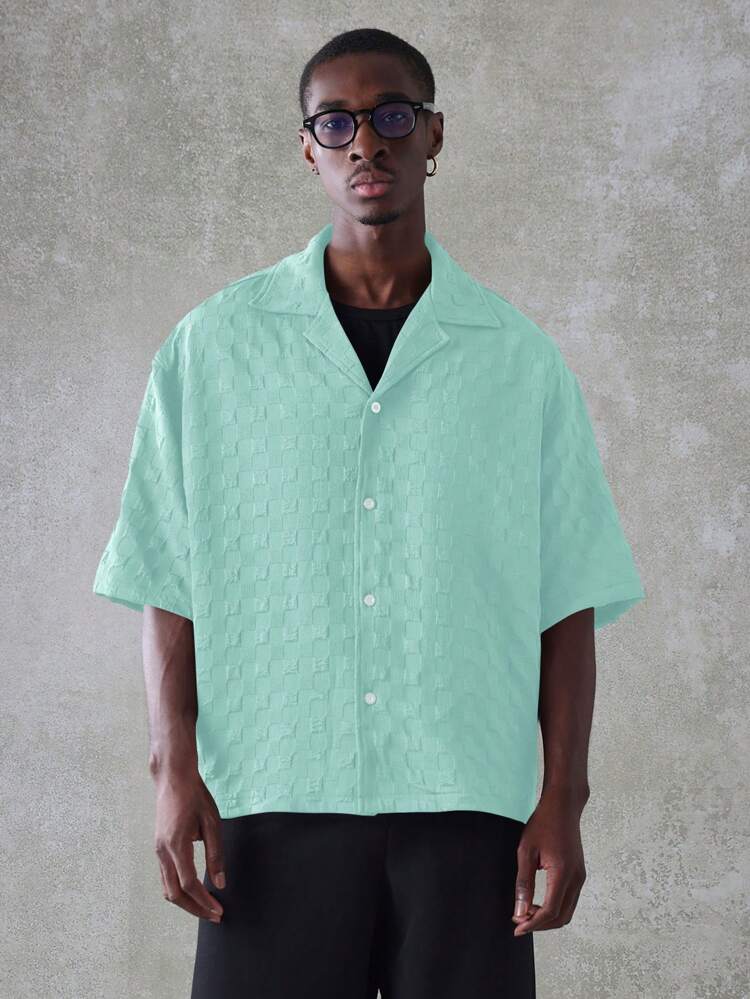 軽量テクスチャードクロップフィットリビアカラー半袖ボタンダウンシャツ