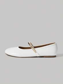 SheIn MOD Zapatos planos versátiles con decoración de cadena de metal, cómodos para mujer, adecuado para ir a trabajar