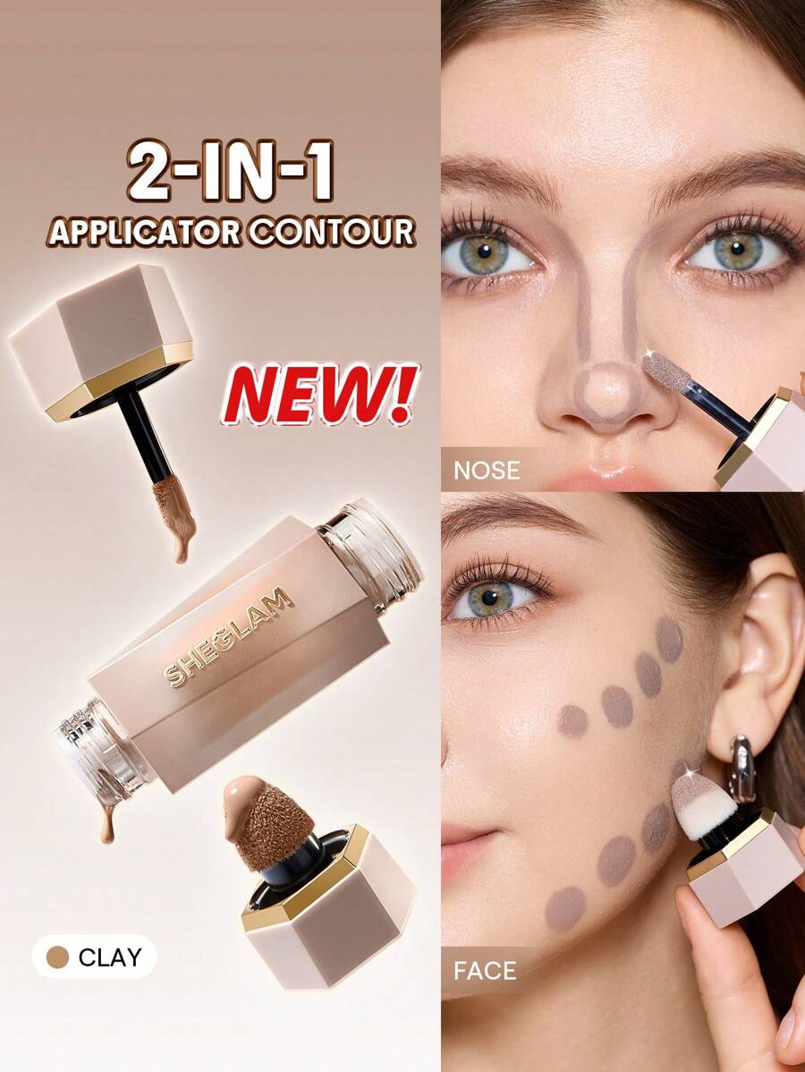 SHEGLAM Precision Sculpt Liquid Contour Duo-Clay Brand Beauty Makeup Face Paint Cosmetic For Women Girls Perfect For Winter Ideal For Y2K Fancy Fashion Suitable For Birthday Gift Party Ready Best Color - Clay - View 1