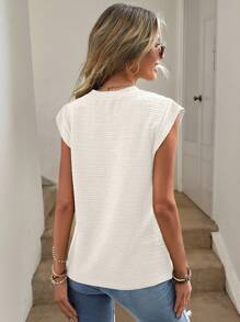SHEIN LUNE Solid Cap Sleeve Tee