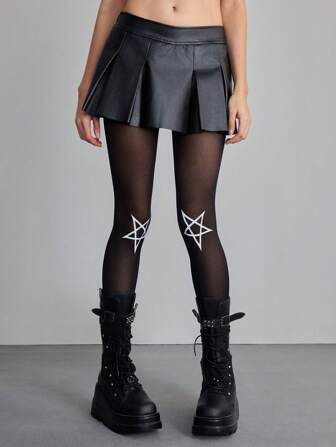 Goth 1 paio di collant con stampa da rock star scura