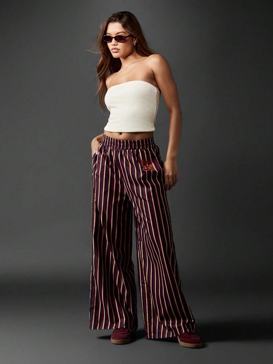Missguided x Playboy Retro High Waist Palazzo Pants With Elastic Band