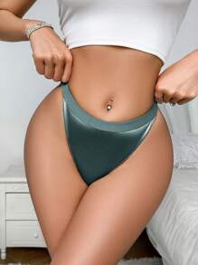 SHEIN 1 pieza Pantys de mujer de unicolor de satén, ropa interior sexy