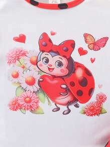 Baby Girls Can Wear Cute, Fun, Simple And Casual Red Background Black Dot Ladybug Print Jumpsuit Set With Headband In Spring And Summer Baby Girl Summer Clothes Sets - Multicolor - View 7