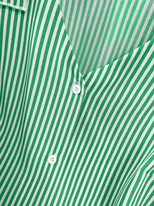 GlowEve CURVE Blusa casual elegante a rayas para mujer de talla grande, adecuada para primavera y verano - Verde - Ver 8