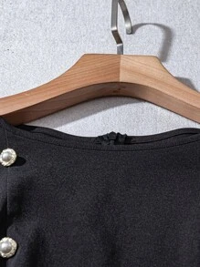 Modelyn Damen Sommer Neu Rundhals ärmellos Slim Fit taillengegürtetes Top und plissierter Maxirock 2-teiliges Set - Schwarz - Übersicht 5