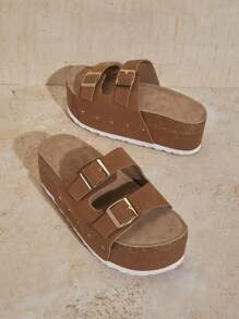 Ladies Wedge Heel Thick Sole Sandals Are Suitable For Everyday Wear - Camel - View 4