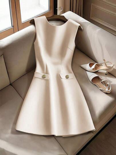 GlowEve CURVE Plus Size Elegant Solid Color Sleeveless Dress For Summer