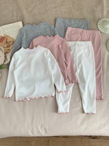 SHEIN Babygirl 可爱休闲百搭简约针织弹力白色长袖上衣（上衣和裤子分开出售）