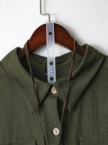 Linhara Plus Size Women's Solid Color Full Button Down Collar Short Sleeve Double Pocket Casual Comfortable Fashion Shirt