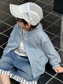 Dazy Kids Toddler Boys' Loose Casual Lightweight Hooded Jacket, Fall Outerwear - Blue - View 2