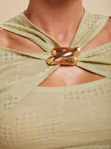 COSMINA Women Stylish Solid Color Textured Hollow Out Blouse