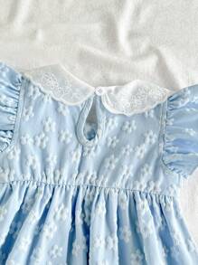 SHEIN Vintaside Kids Baby Mädchen süßes einfarbiges A-Linien Kleid mit Rüschenärmeln, Sommer