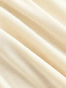 SHEIN MOD Plunging Neckline Cinched Waist Open Back Metal Buckle Decor Bodycon Dress - Apricot - View 4