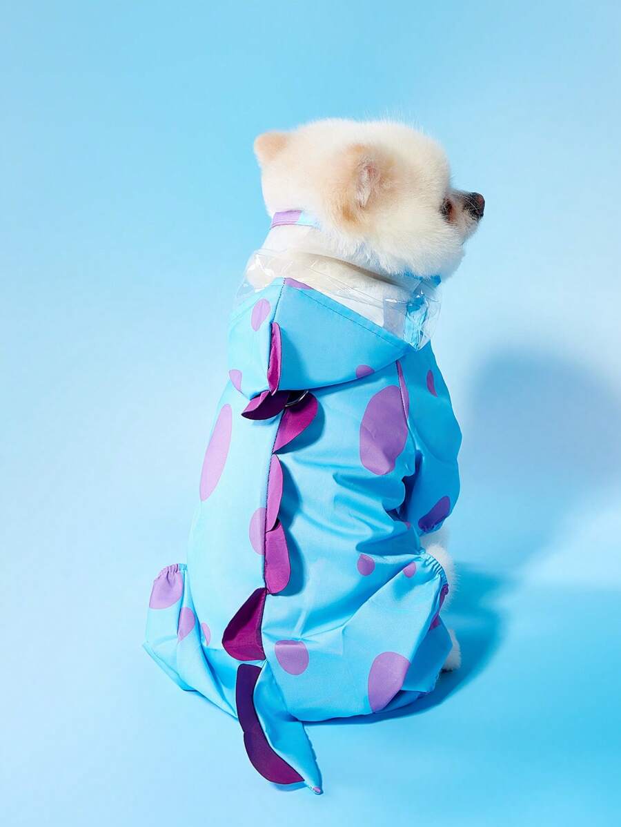 PETSIN Lindo y divertido diseño de monstruo peludo turquesa Ropa exterior impermeable y a prueba de viento para perros/gatos pequeños y medianos, con orificio para correa, adecuado para uso en exteriores en primavera/verano - Multicolor - Ver 1