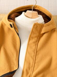 SHEIN Chaqueta informal con capucha deportiva de felpa para niño preadolescente
