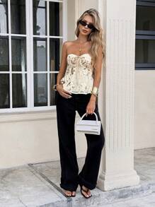 Serisse 女士时尚亮片系带露脐装，机场约会之夜女士夜间外出/外出老钱风格女士乡村音乐会