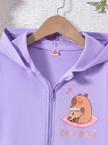Sudadera morada con diseño estampado para niñas preadolescentes, otoño e invierno - Púrpura malva - Ver 4